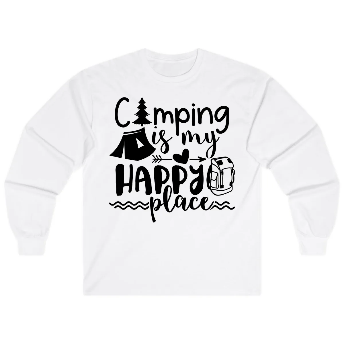Camping Is My Happy Place Long Sleeve in White