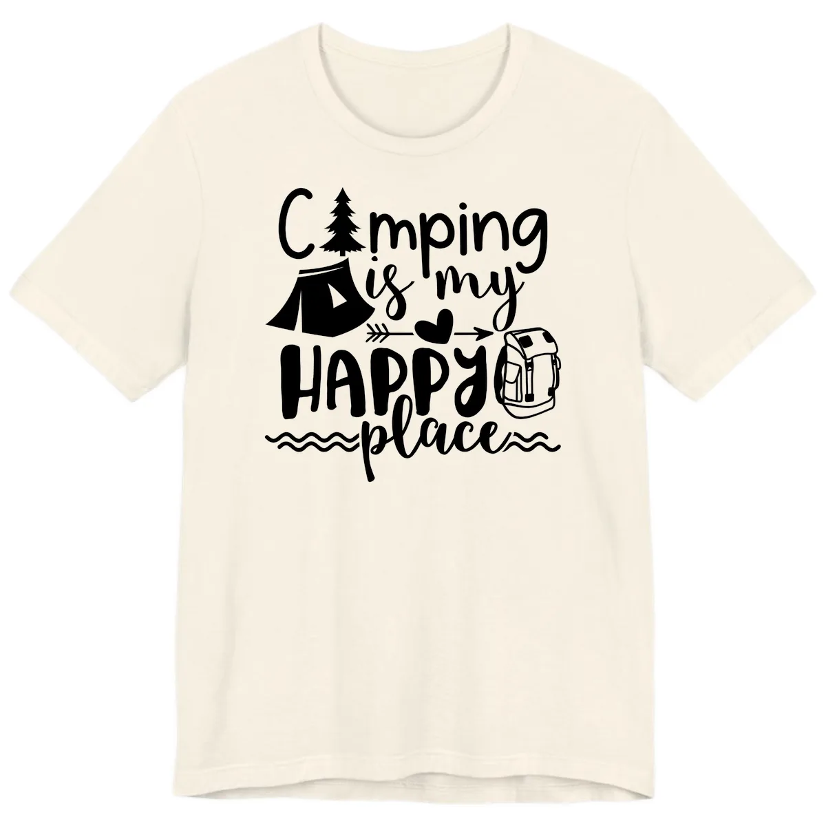 Camping Is My Happy Place Premium T-Shirt in Natural