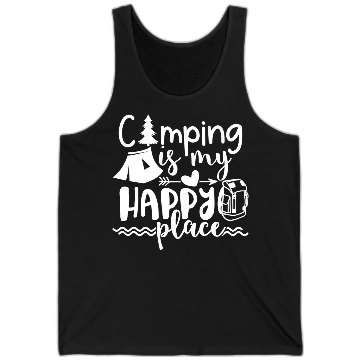 Camping Is My Happy Place Tank in Black