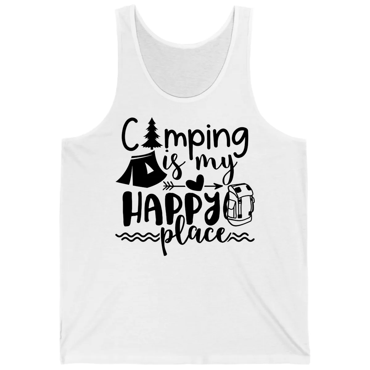 Camping Is My Happy Place Tank in White