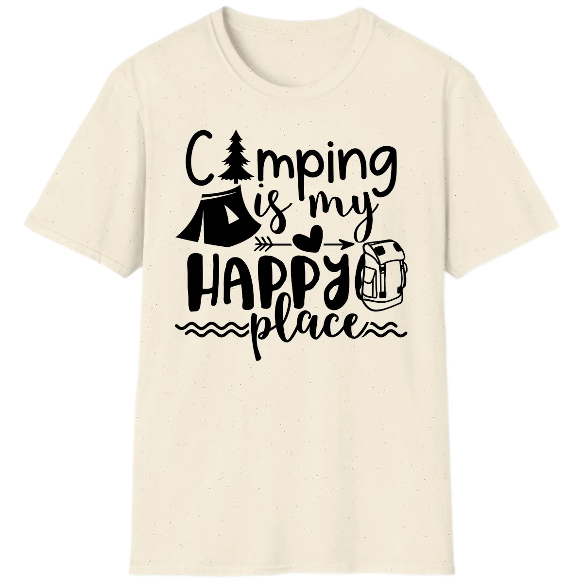 Camping Is My Happy Place T-Shirt in Natural