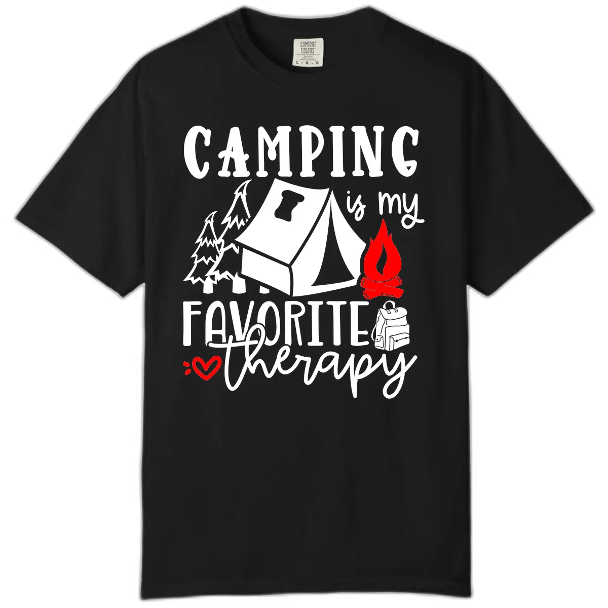 Camping Is My Favorite Therapy Comfort Color in Black
