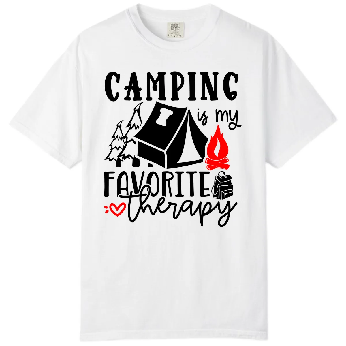 Camping Is My Favorite Therapy Comfort Color in White