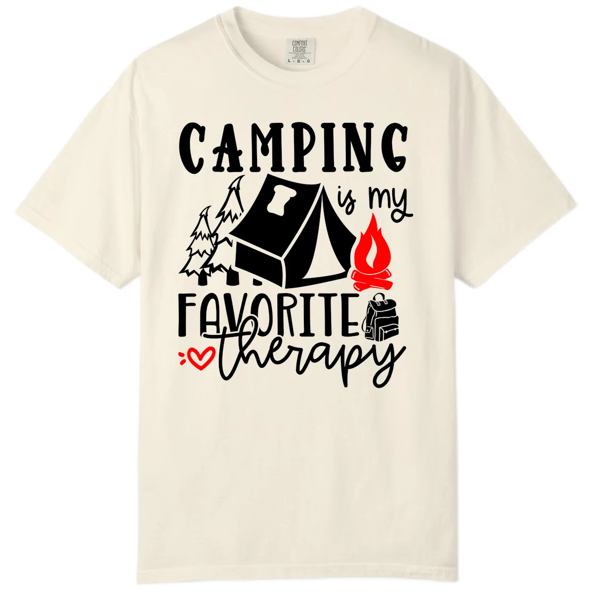 Camping Is My Favorite Therapy Comfort Color in Ivory