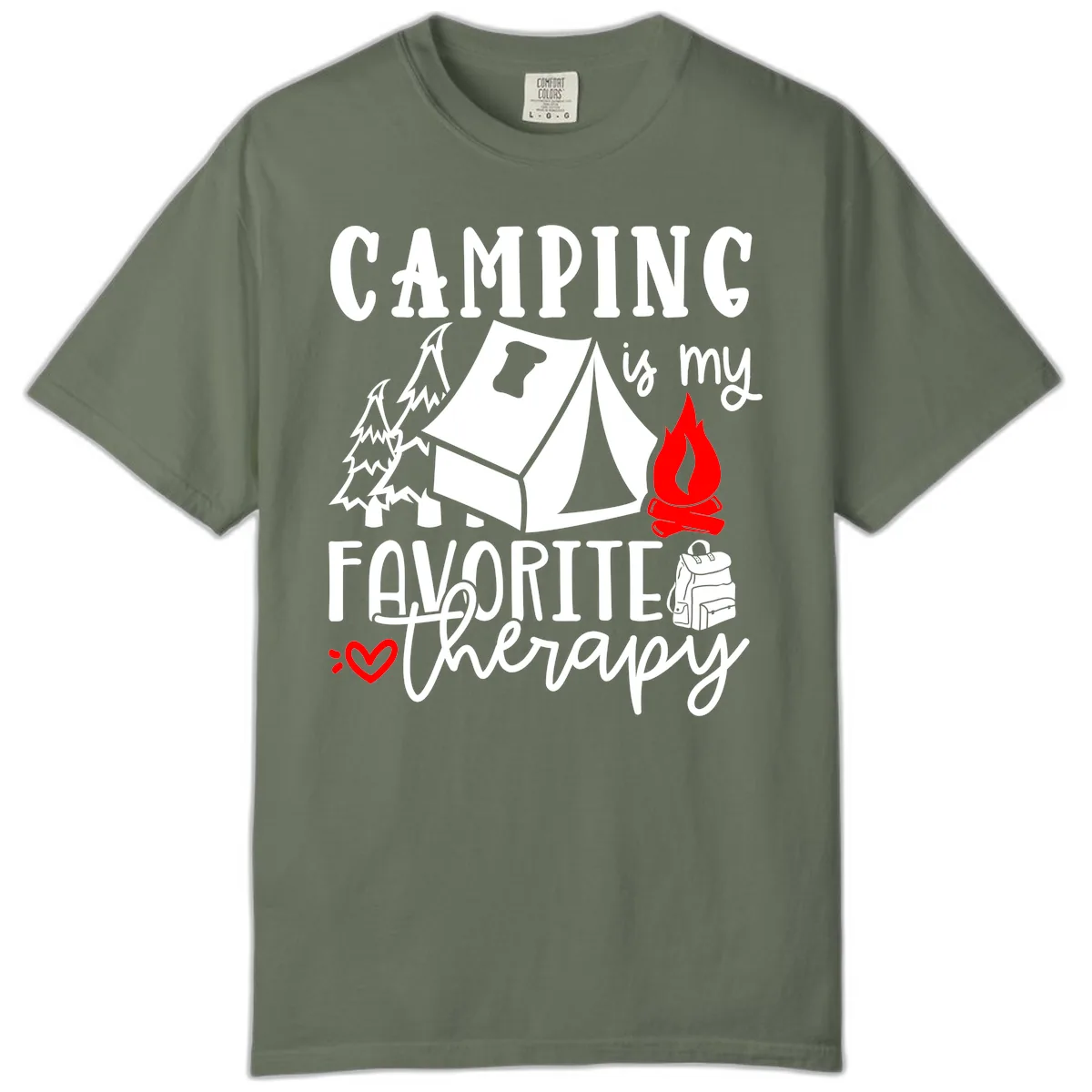 Camping Is My Favorite Therapy Comfort Color in Moss