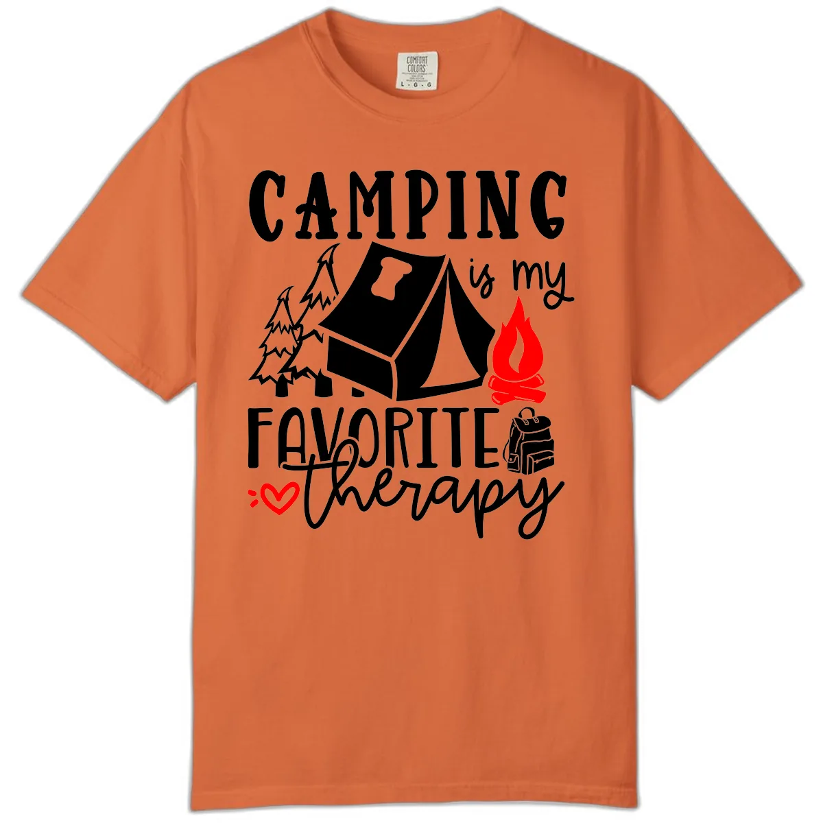 Camping Is My Favorite Therapy Comfort Color in Burnt Orange