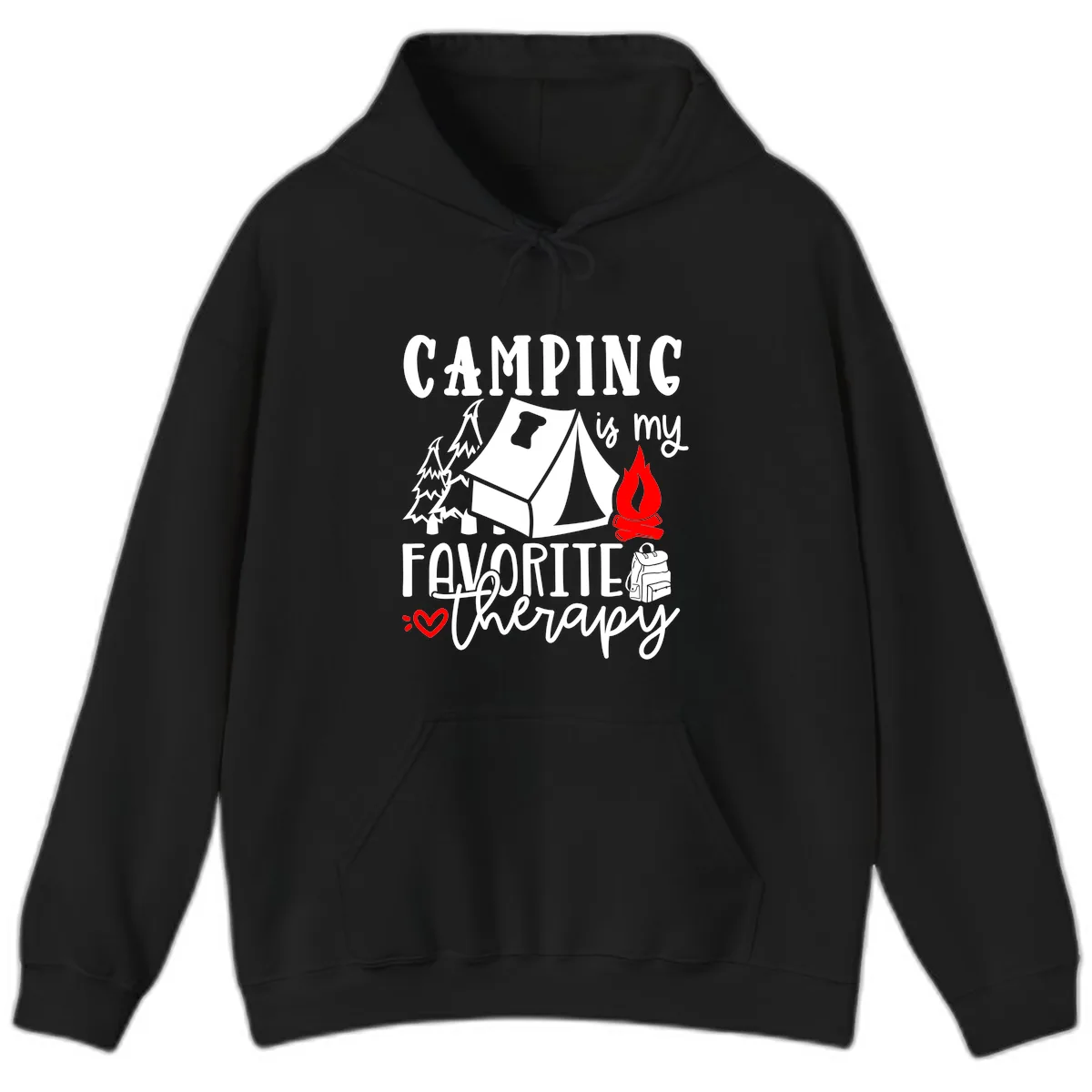 Camping Is My Favorite Therapy Hoodie in Black