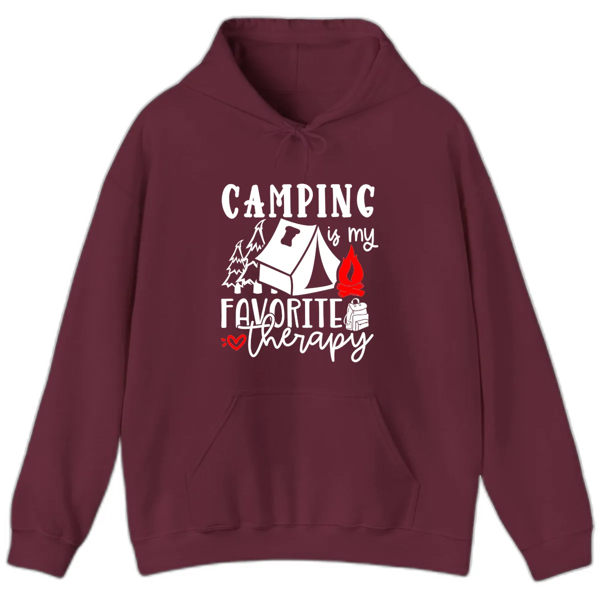 Camping Is My Favorite Therapy Hoodie in Maroon