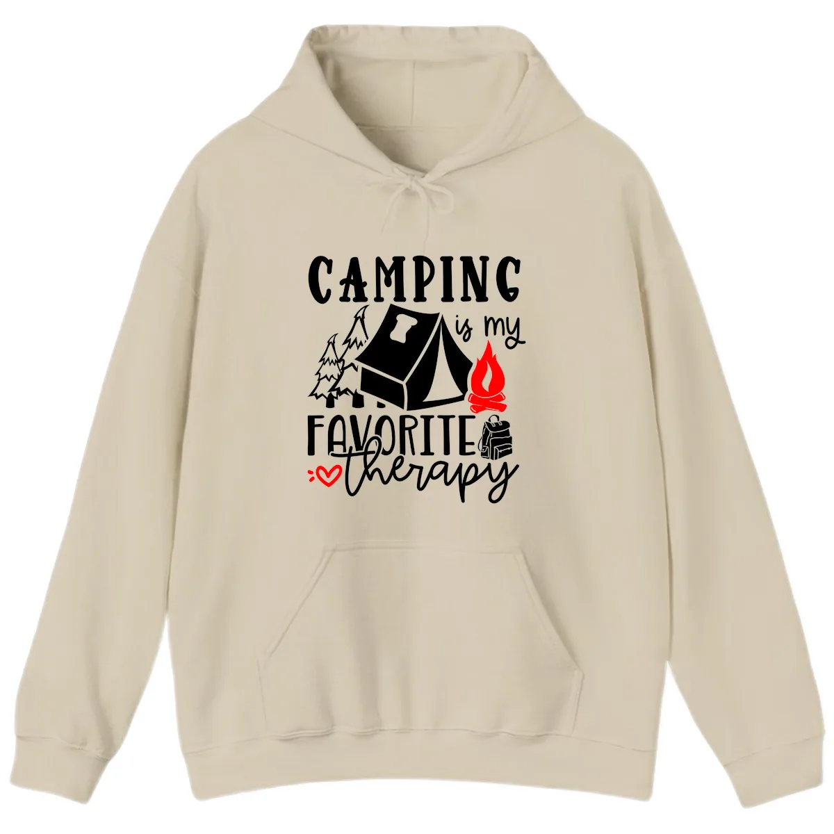 Camping Is My Favorite Therapy Hoodie in Sand