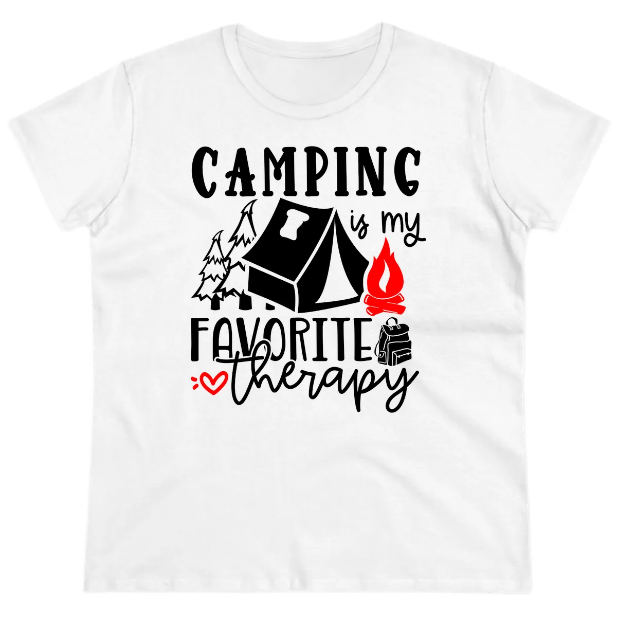 Camping Is My Favorite Therapy Ladies Tee in White
