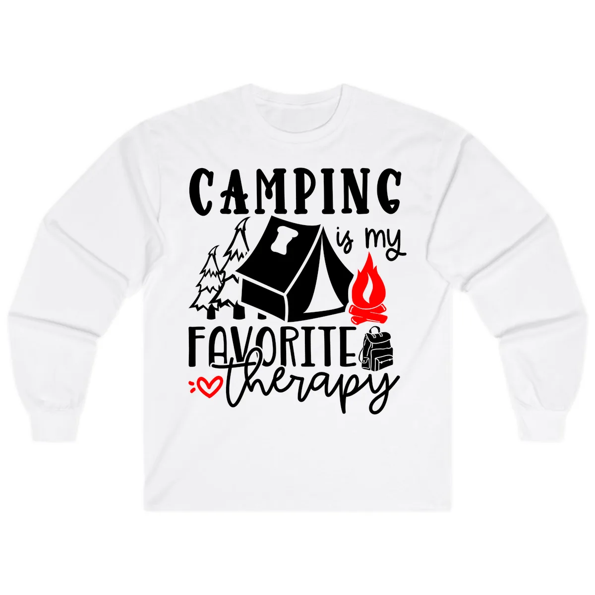 Camping Is My Favorite Therapy Long Sleeve in White
