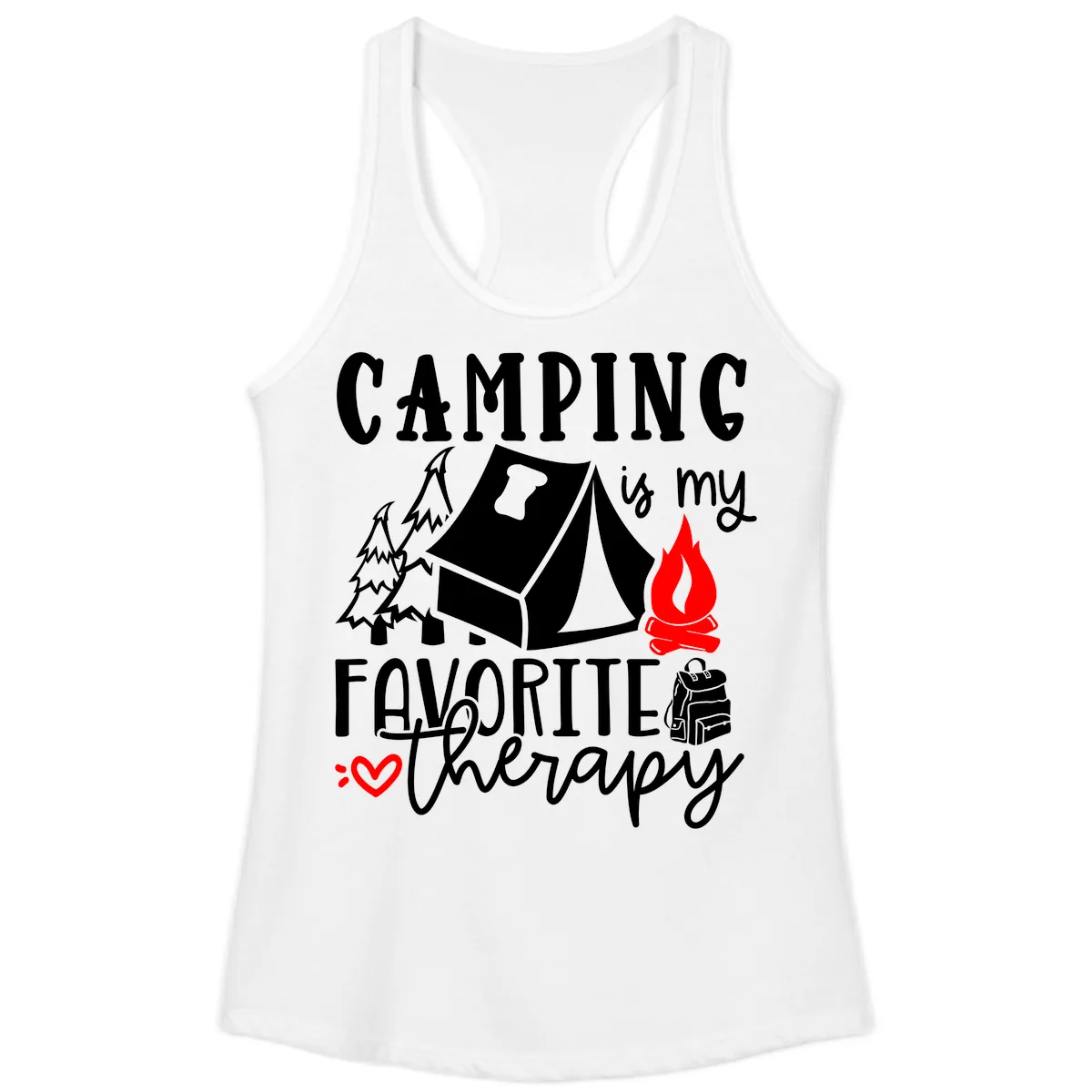 Camping Is My Favorite Therapy Ladies Tank in White