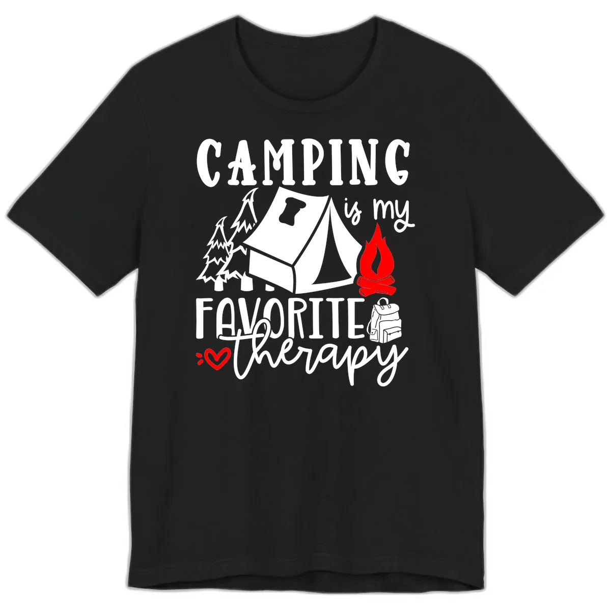 Camping Is My Favorite Therapy Premium T-Shirt in Black