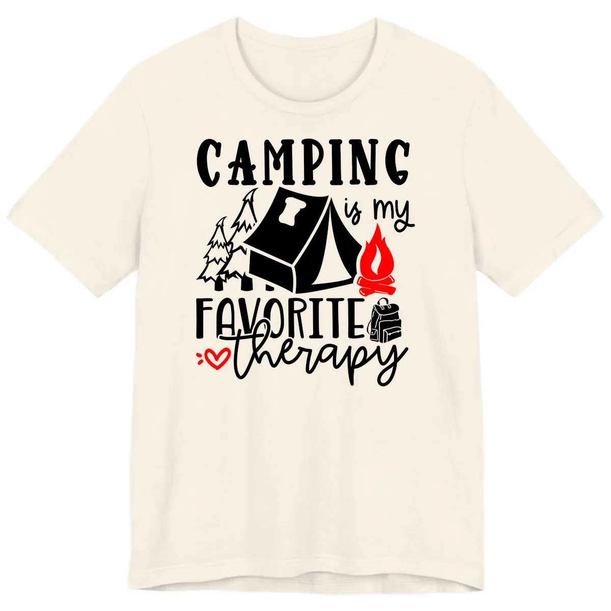 Camping Is My Favorite Therapy Premium T-Shirt in Natural
