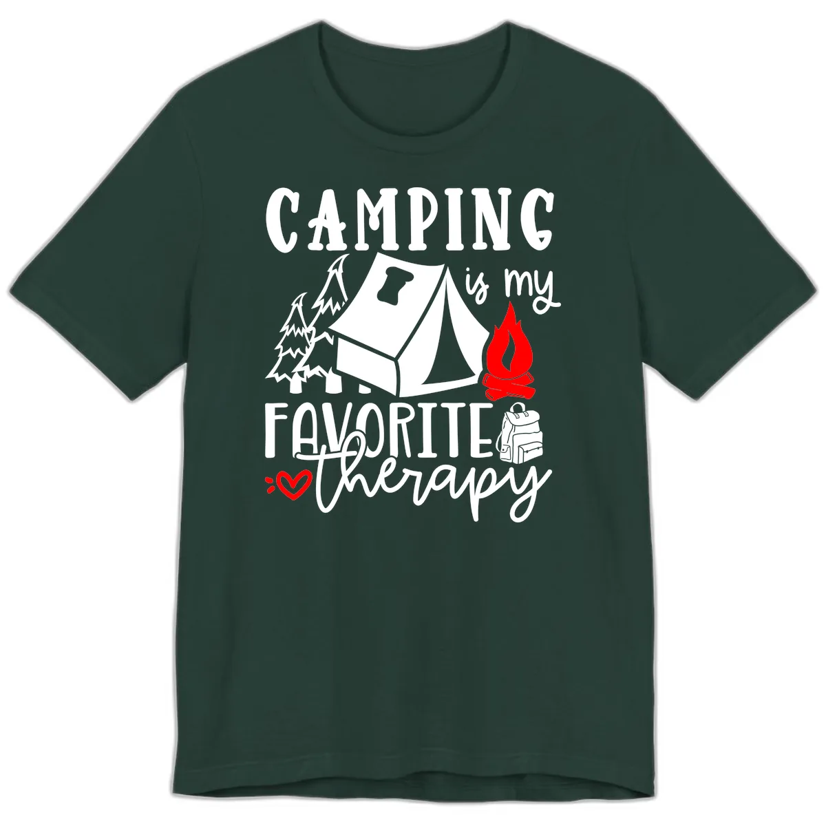 Camping Is My Favorite Therapy Premium T-Shirt in Forest