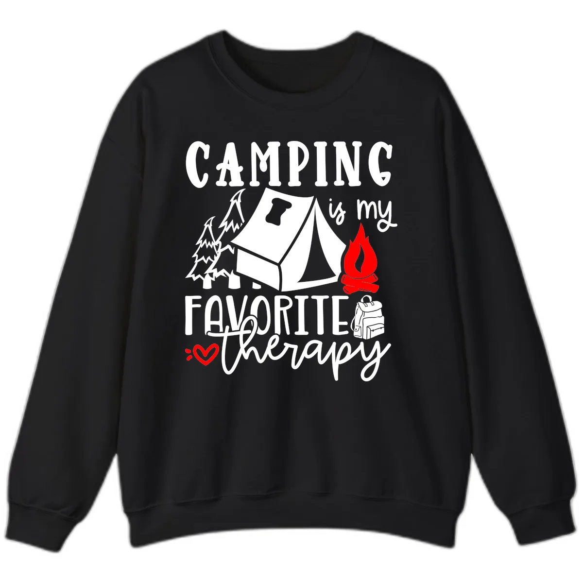 Camping Is My Favorite Therapy Sweatshirt in Black