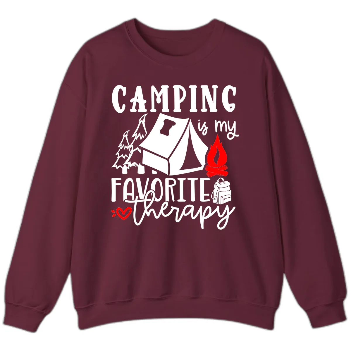 Camping Is My Favorite Therapy Sweatshirt in Maroon