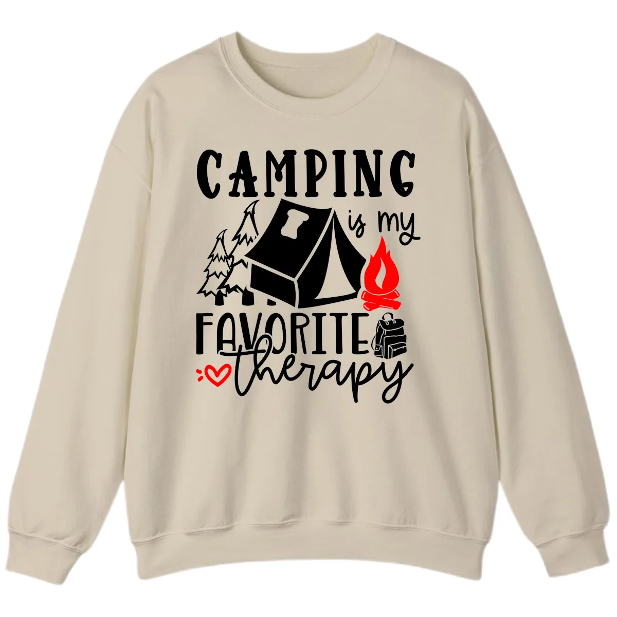Camping Is My Favorite Therapy Sweatshirt in Sand