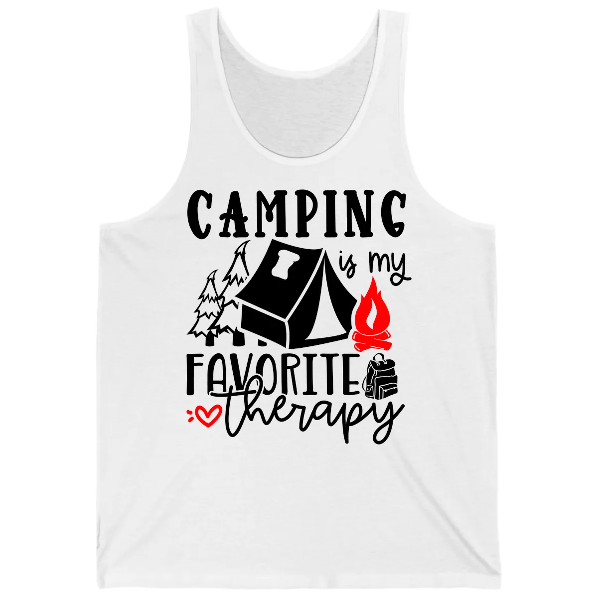 Camping Is My Favorite Therapy Tank in White