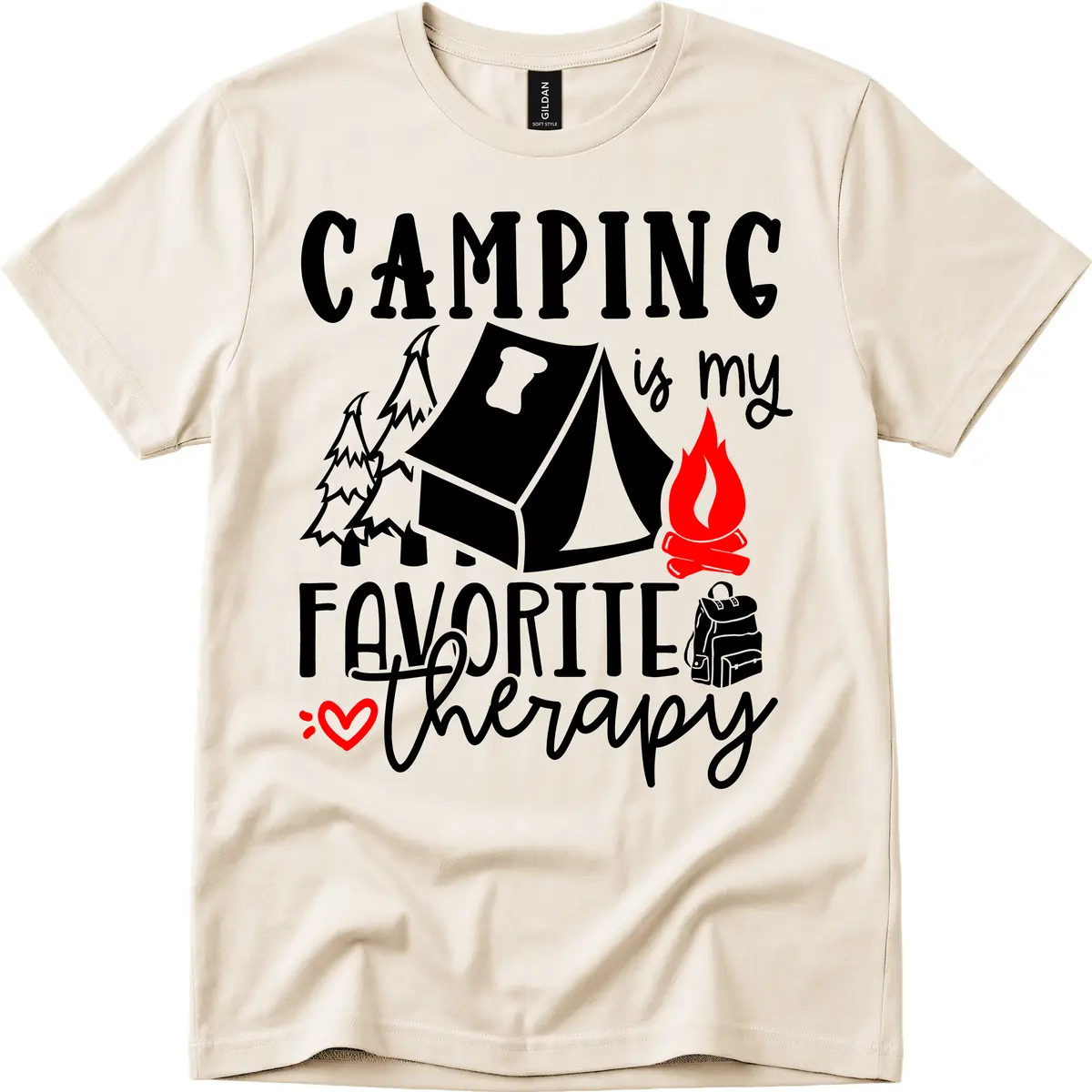 Camping Is My Favorite Therapy T-Shirt in Natural