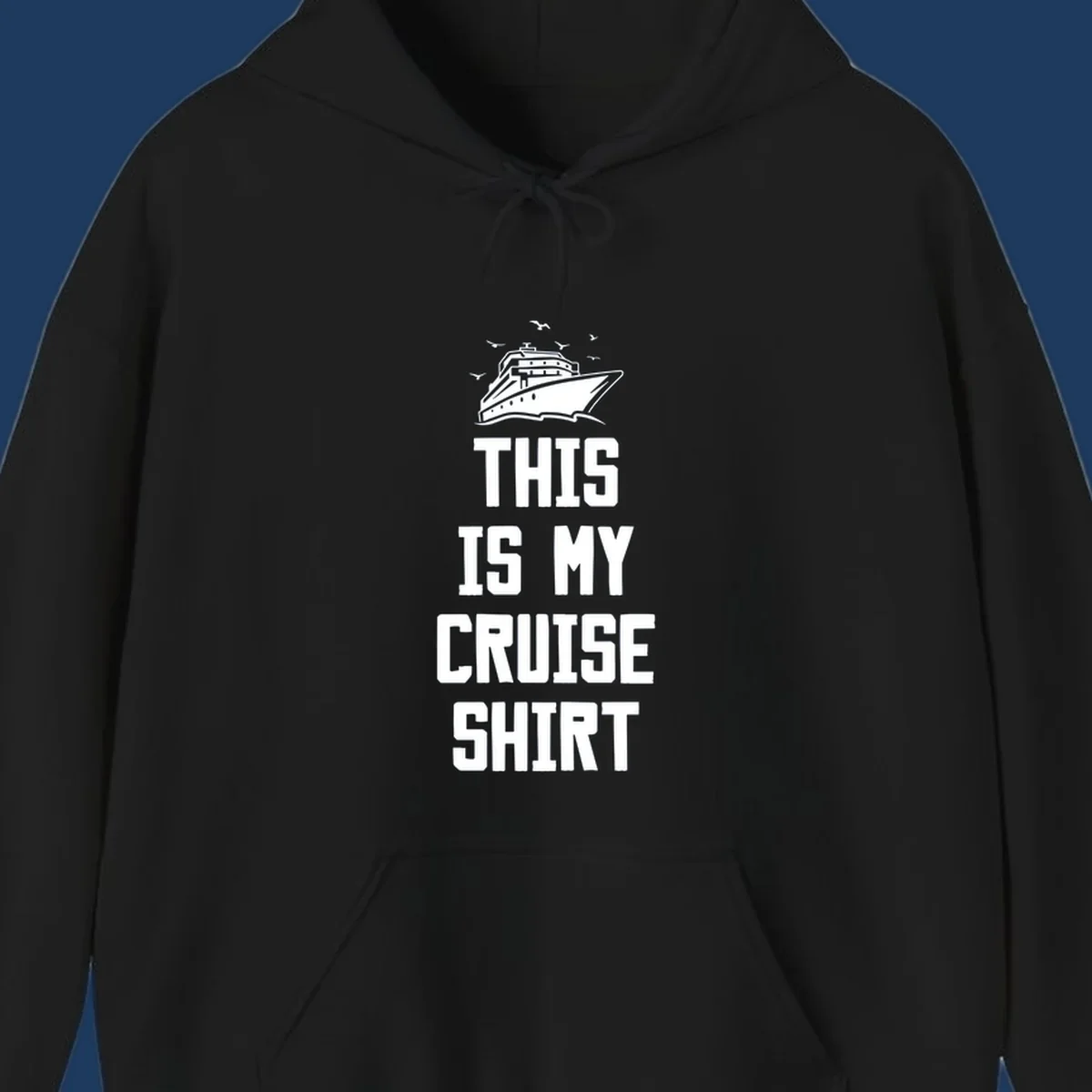 White cruise ship illustration with seagulls and text reading 'This Is My Cruise Shirt' on gray background