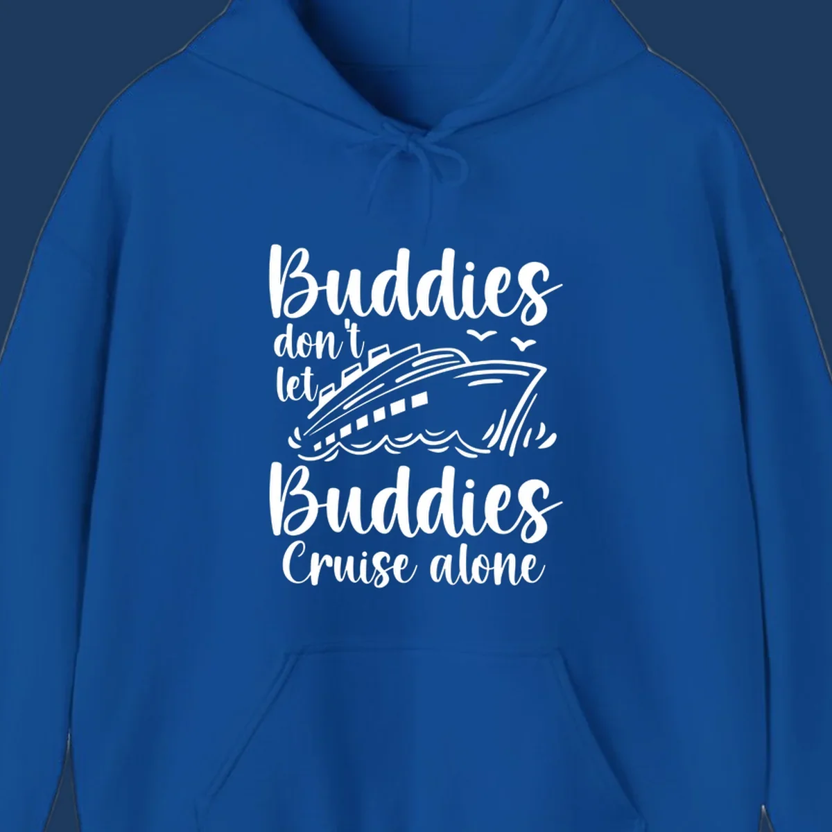 Buddies cruise together design with cruise ship and ocean waves graphic