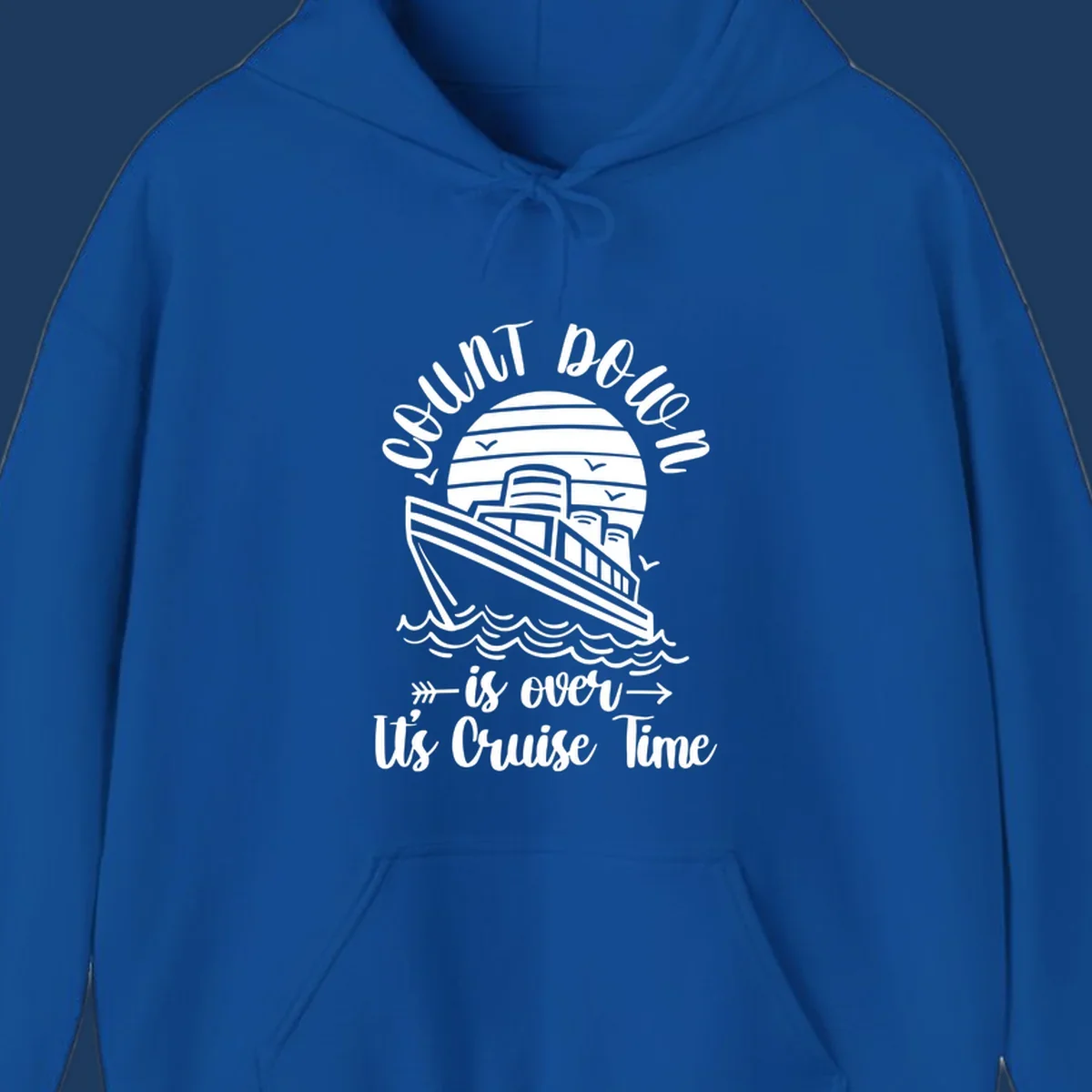Vintage cruise ship with ocean waves and seagulls, text reads 'Lobster Do You Want Us Over is over Ute Cruise Time' with decorative arrows on gray background.