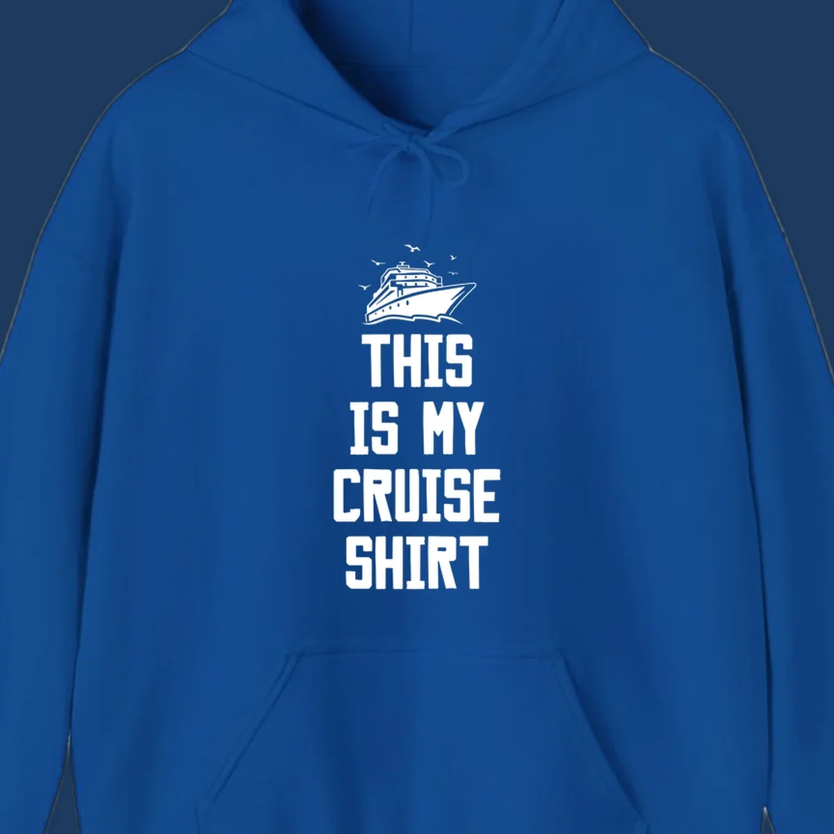 White cruise ship with seagulls and text reading 'This Is My Cruise Shirt' on gray background