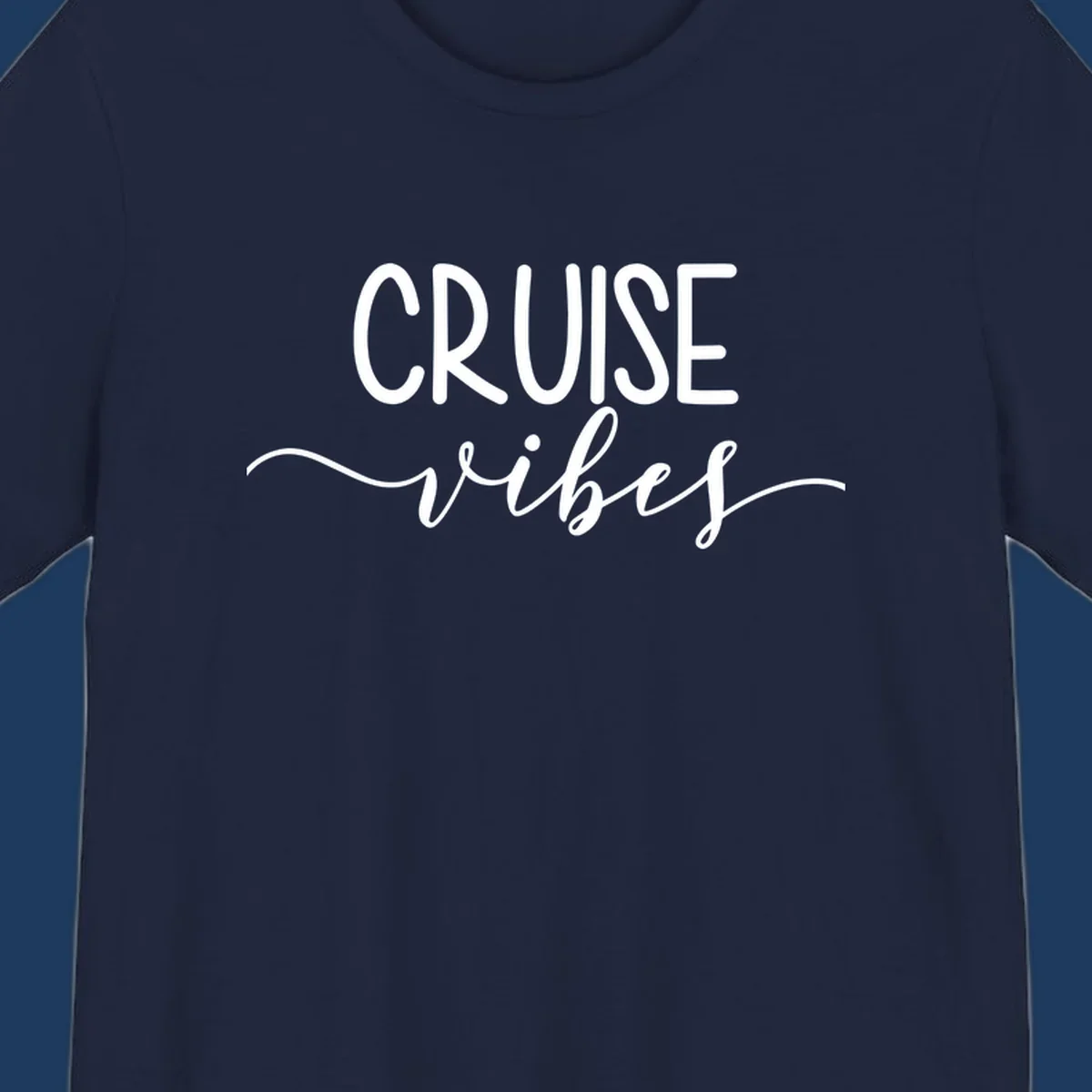 Cruise vibes lettering design with white text and decorative wave accents on gray background