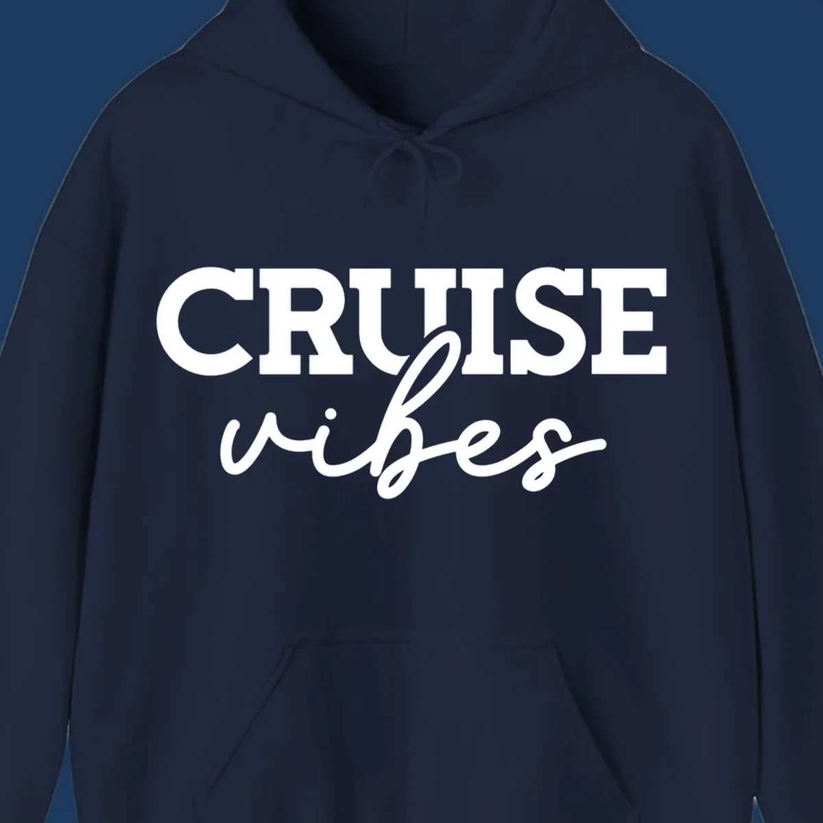 Cruise vibes script design with bold capital letters and flowing cursive text on gray background