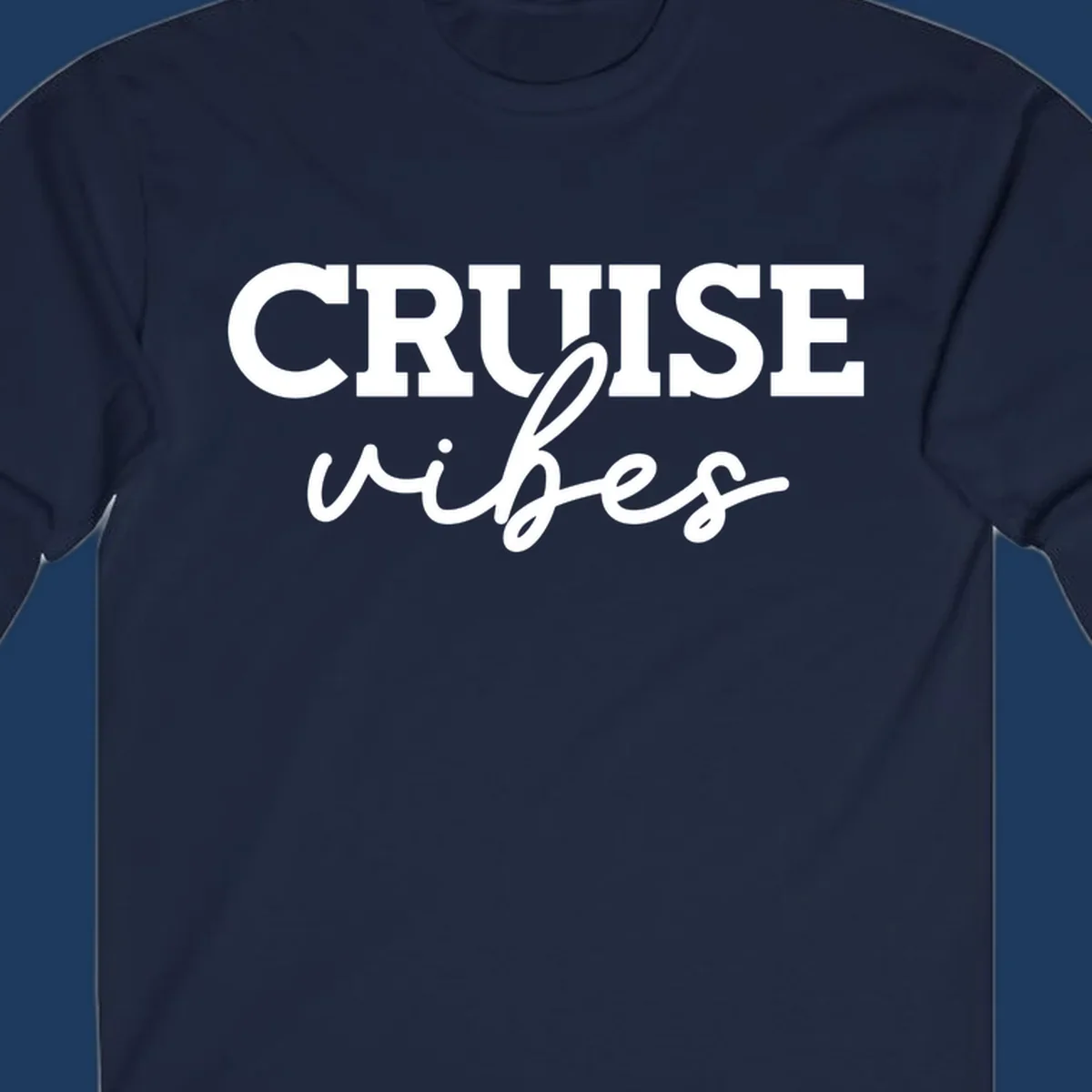 Cruise vibes script design with bold capital letters and flowing cursive text on gray background
