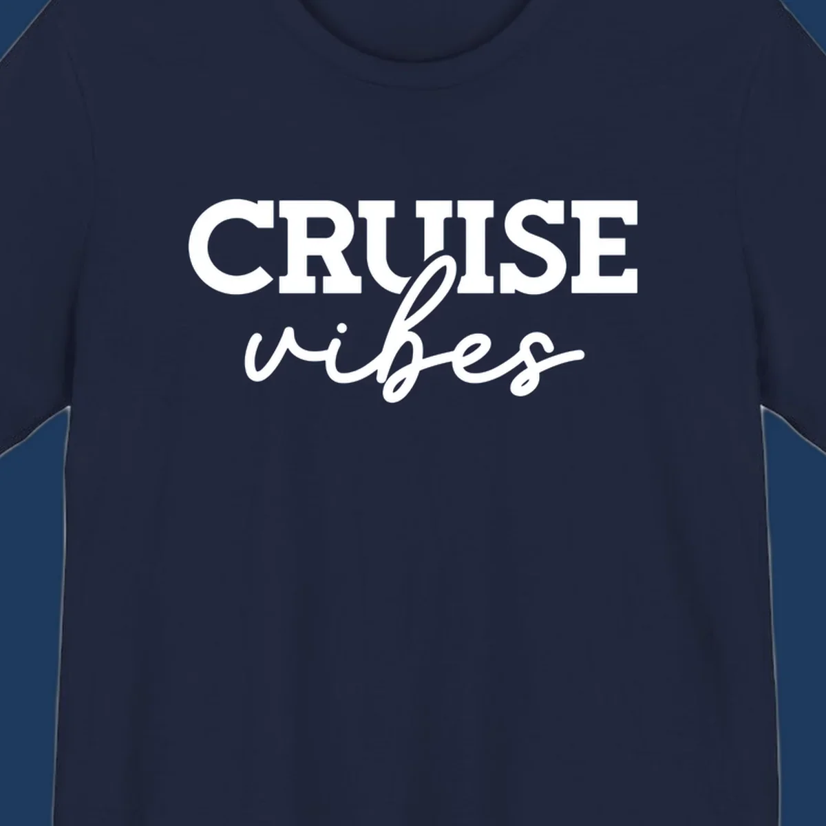 Cruise vibes script design with bold capital letters and flowing cursive text on gray background
