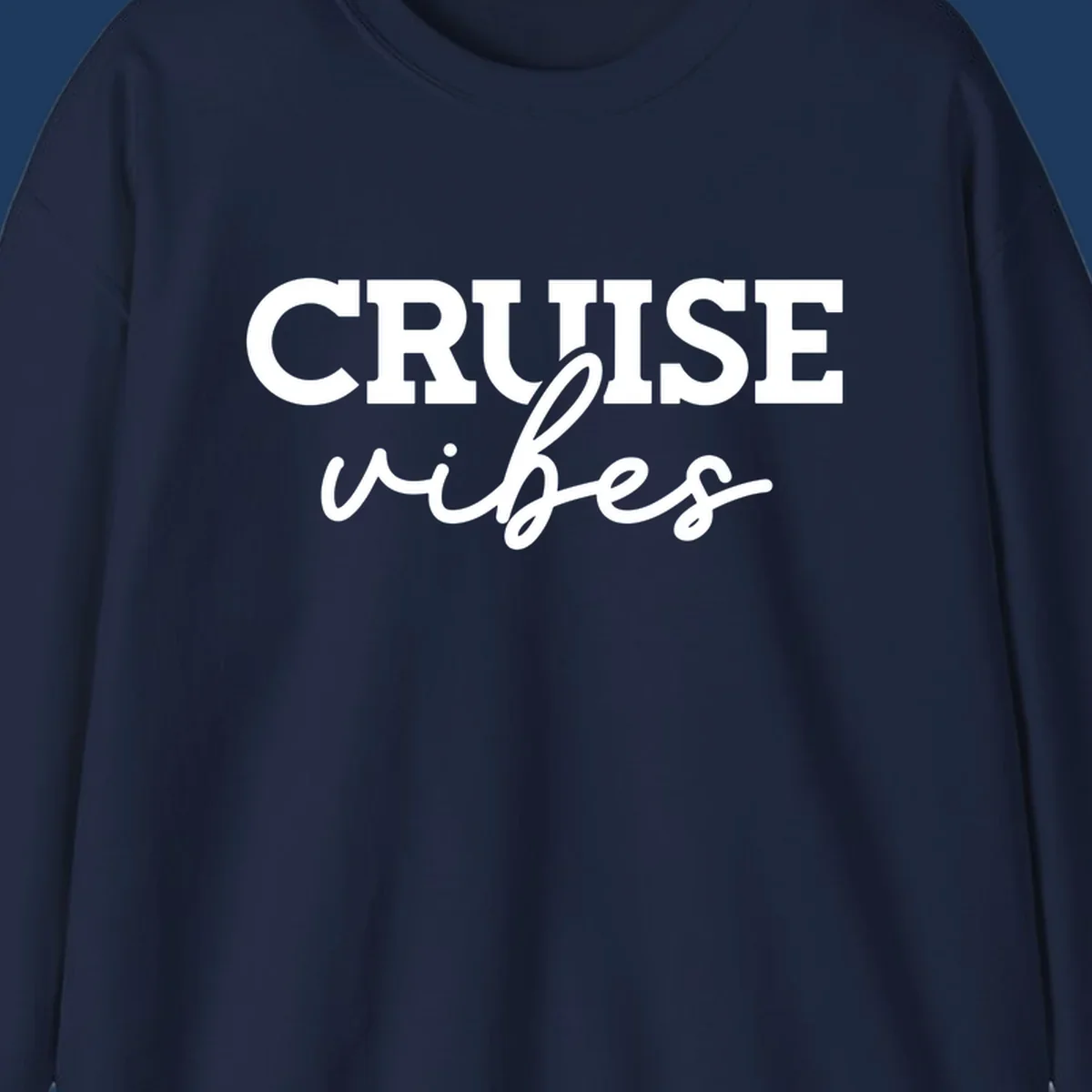 Cruise vibes script design with bold capital letters and flowing cursive text on gray background