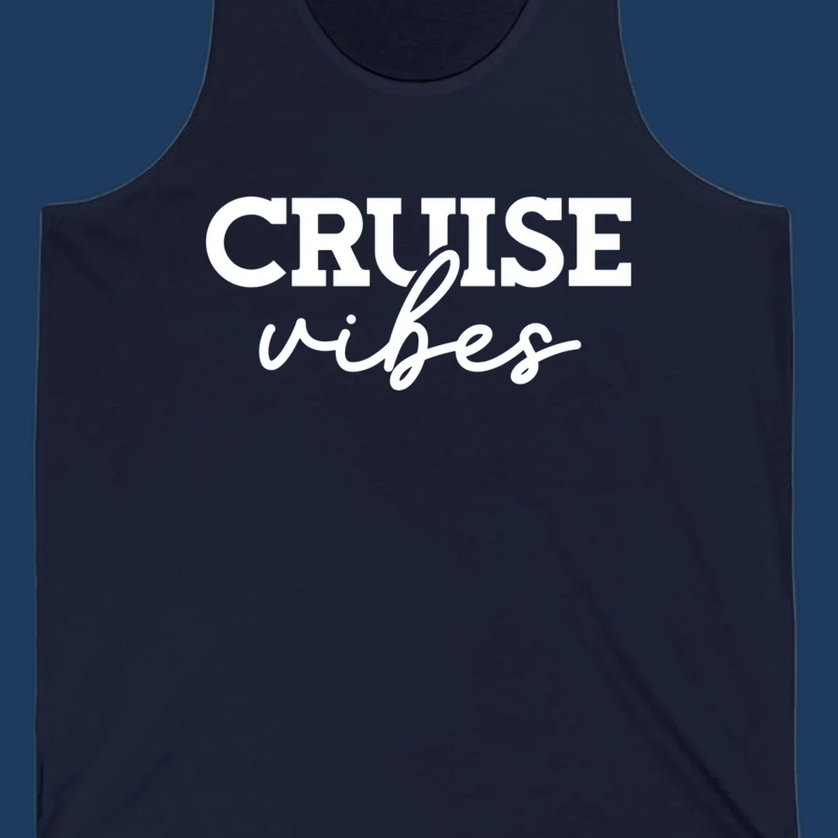 Cruise vibes script design with bold capital letters and flowing cursive text on gray background