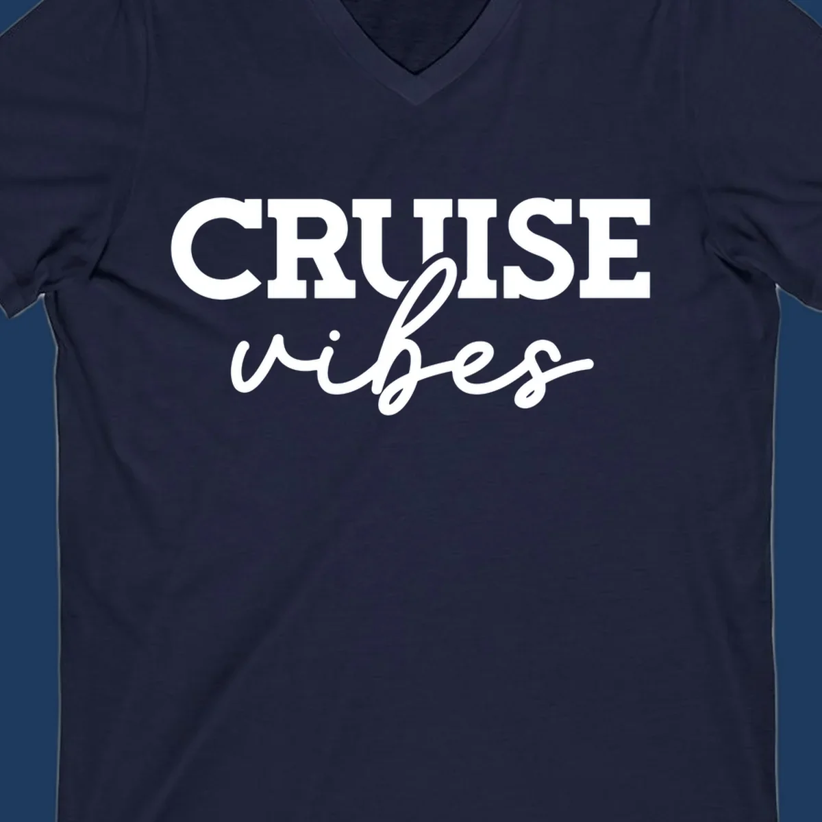 Cruise vibes script design with bold capital letters and flowing cursive text on gray background