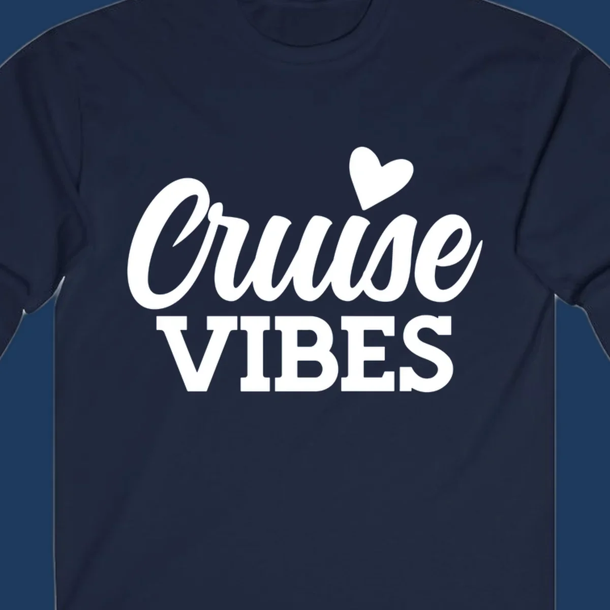 White text design reading 'Cruise VIBES' with a decorative heart symbol above, on gray background