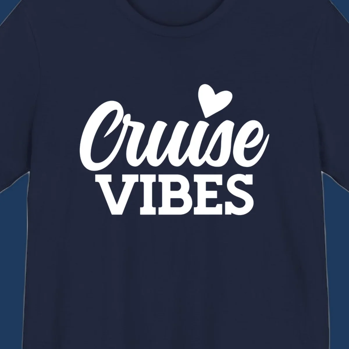 White text design reading 'Cruise VIBES' with a decorative heart symbol above, on gray background
