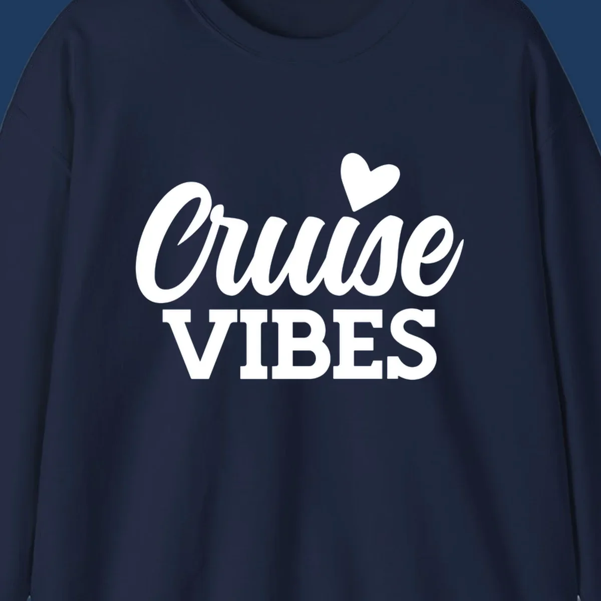 White text design reading 'Cruise VIBES' with a decorative heart symbol above, on gray background