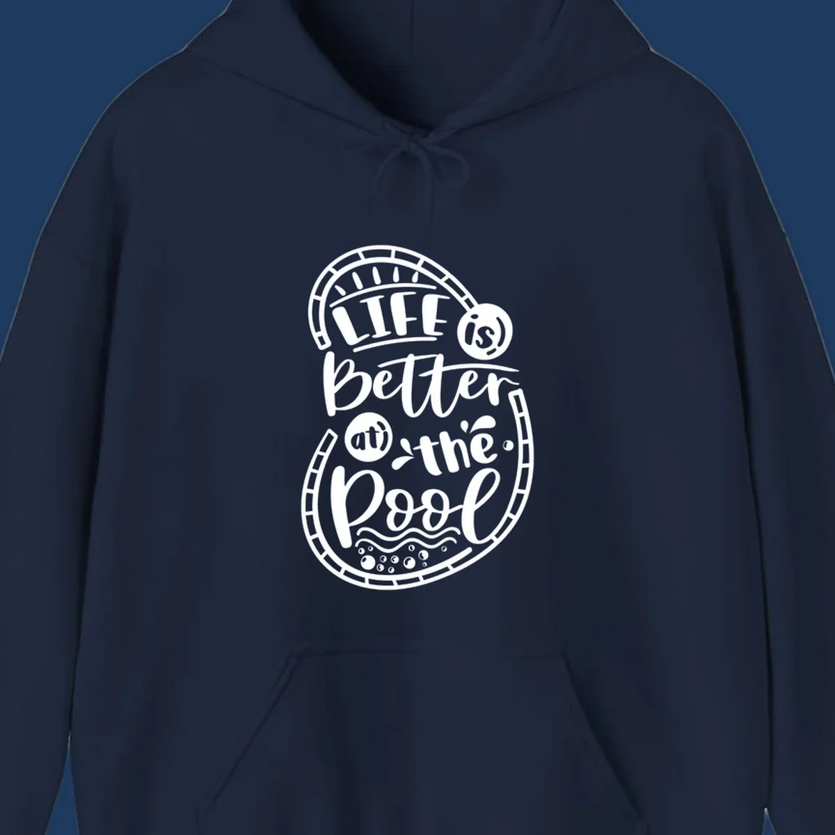 Life is better at the pool nautical porthole design with sun rays, waves and bubbles for cruise apparel