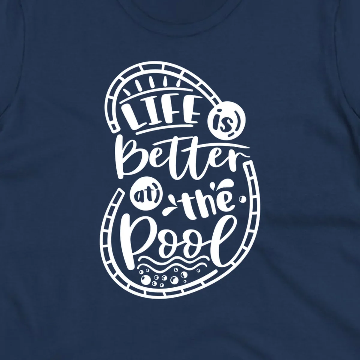 Life is better at the pool nautical porthole design with sun rays, waves and bubbles for cruise apparel
