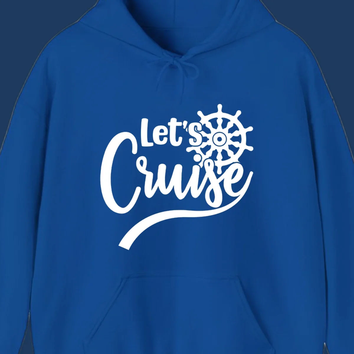 White nautical design with 'Let's So Swig' text and ship wheel on gray background