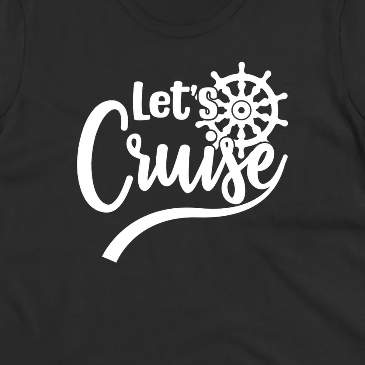 White nautical design with 'Let's So Swig' text and ship wheel on gray background