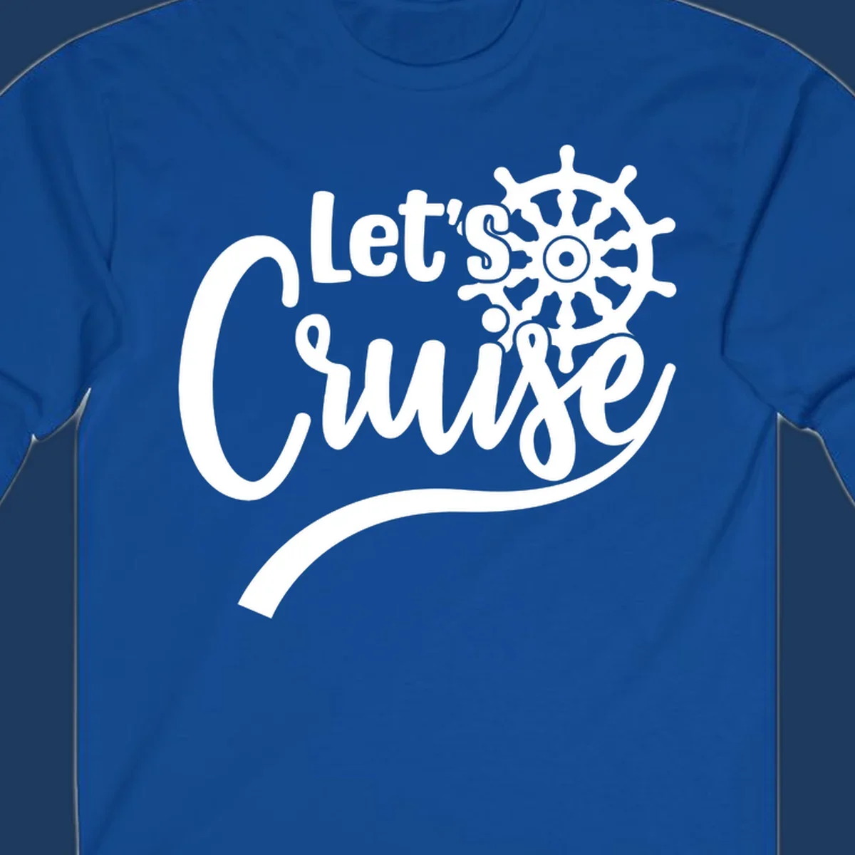 White nautical design with 'Let's So Swig' text and ship wheel on gray background