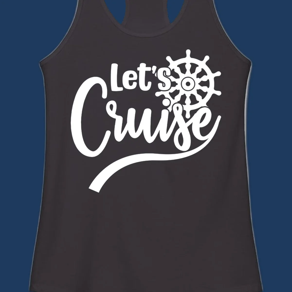 White nautical design with 'Let's So Swig' text and ship wheel on gray background