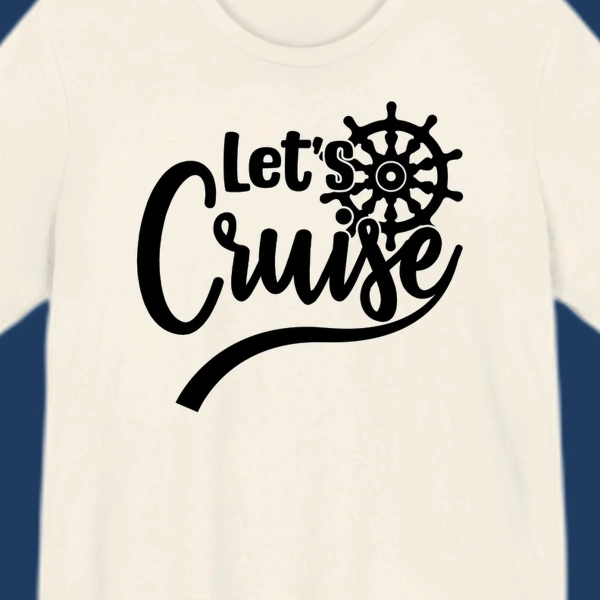 White nautical design with 'Let's So Swig' text and ship wheel on gray background