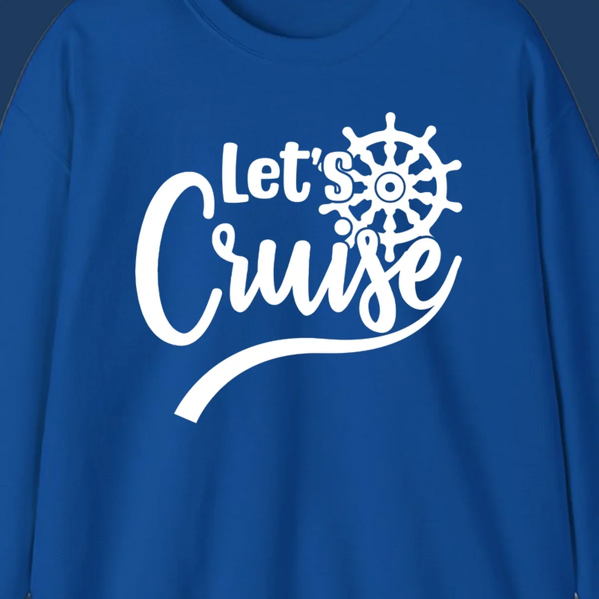 White nautical design with 'Let's So Swig' text and ship wheel on gray background