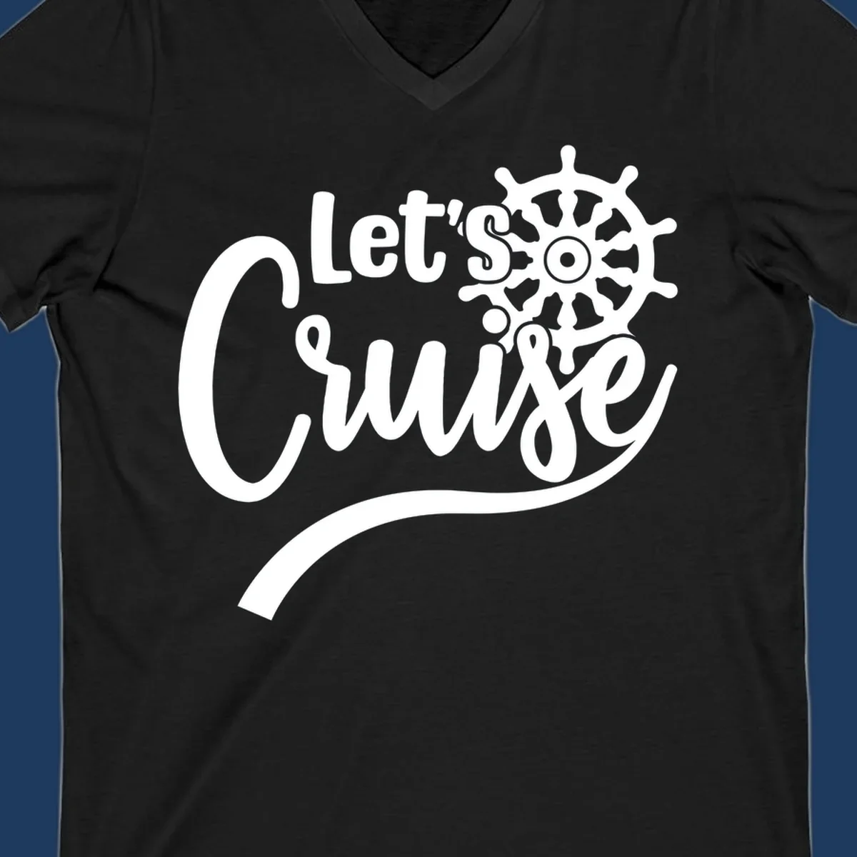 White nautical design with 'Let's So Swig' text and ship wheel on gray background