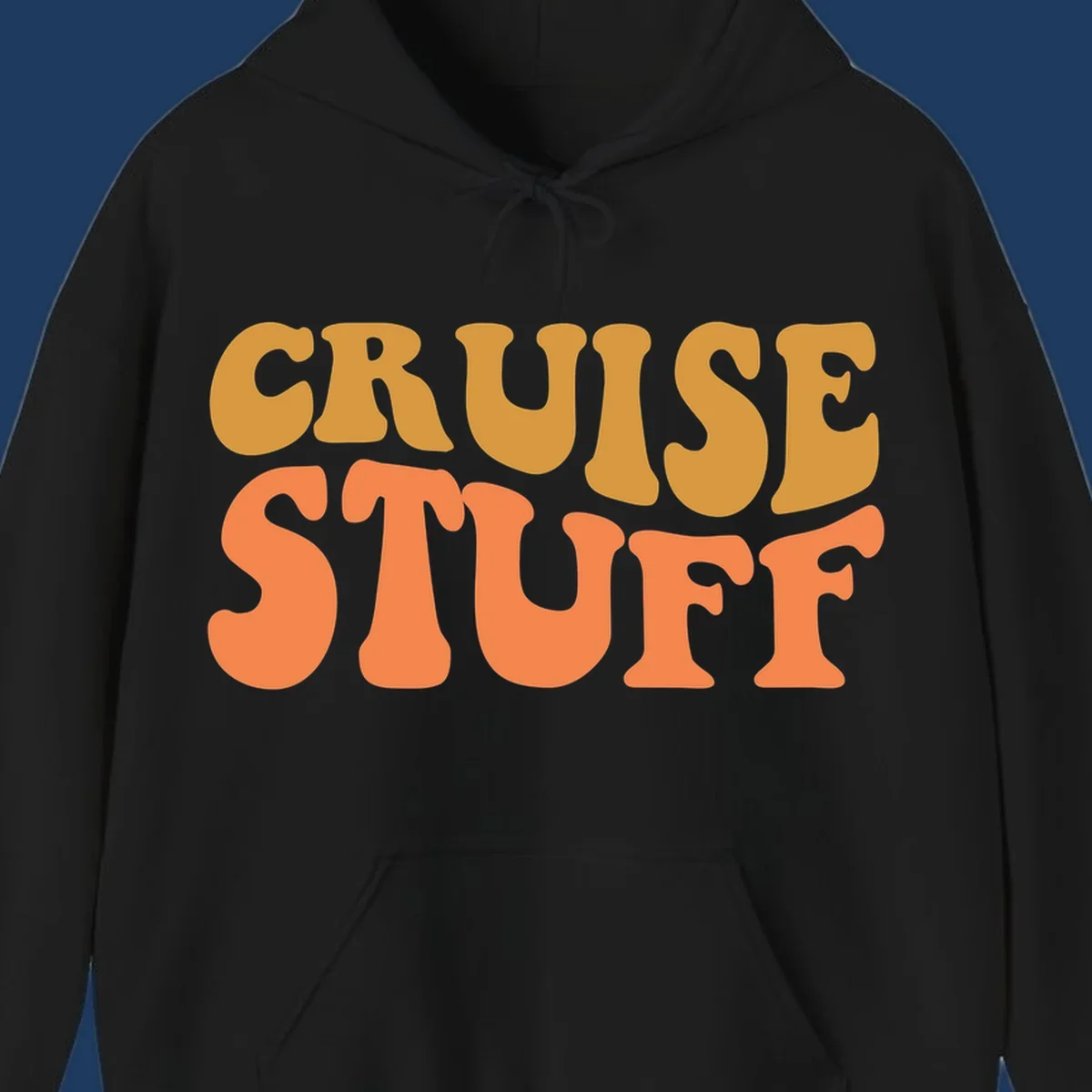 Bold 'CRUISE STUFF' text design in gold and orange lettering on gray background