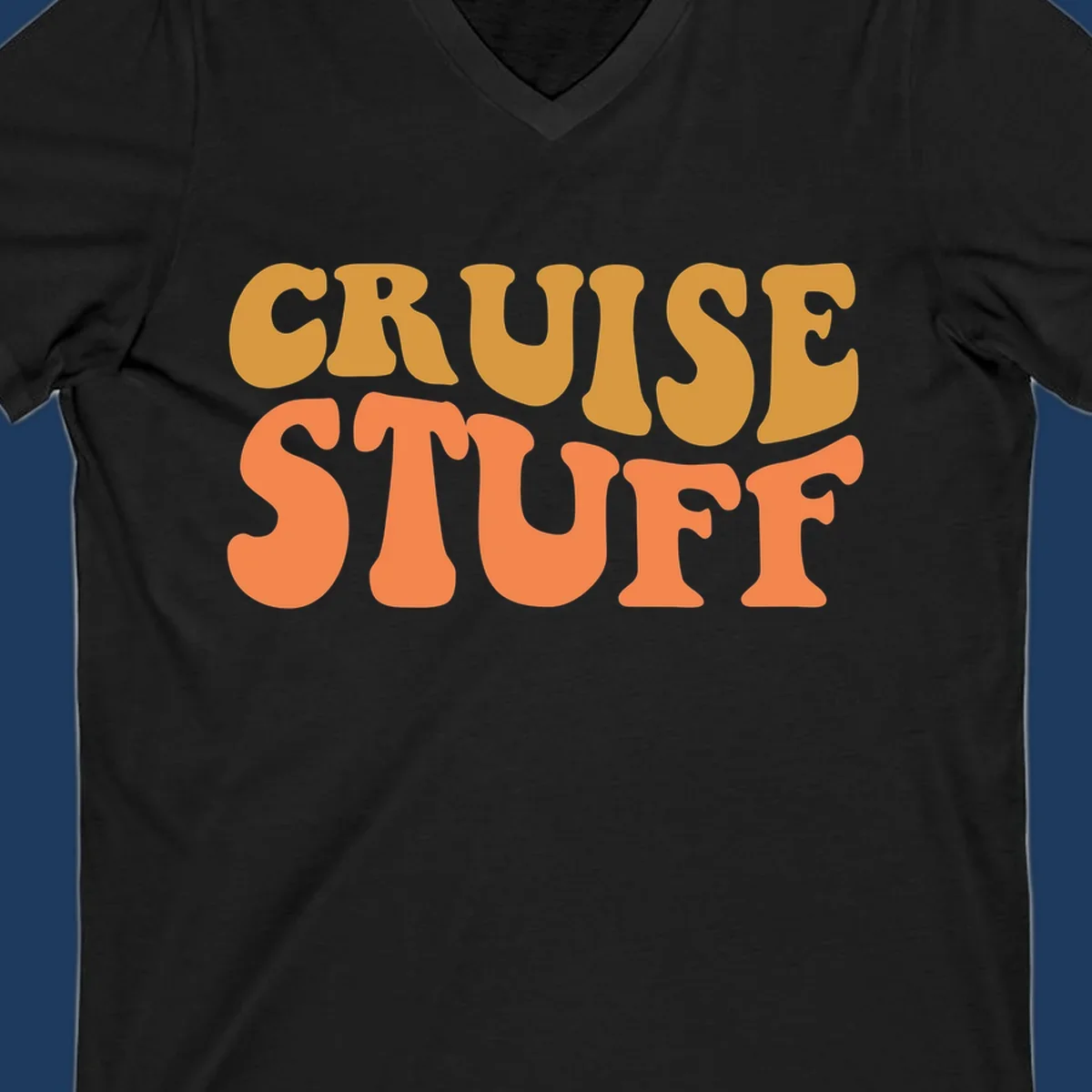 Bold 'CRUISE STUFF' text design in gold and orange lettering on gray background