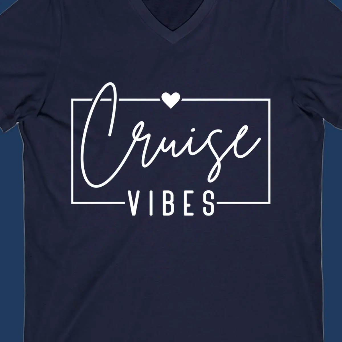 White script and lettering reading 'Chill Vibes' with decorative heart and oval frame on gray background